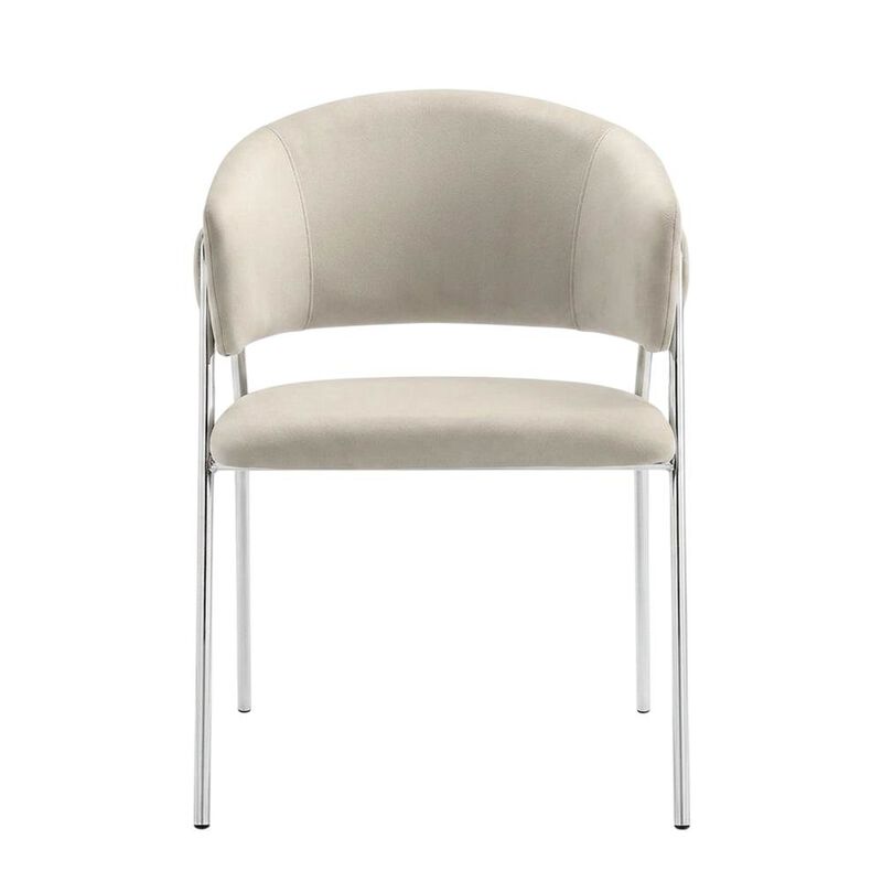 Upholstered Performance Velvet Barrel Dining Chair, Almond Silver, Set of 2 image number 0