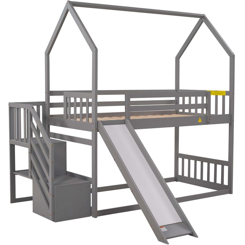 Merax House Bunk Bed with Slide