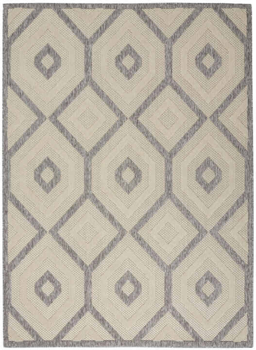 HomeRoots 6' X 9' Cream And Gray Geometric Indoor Outdoor Area Rug