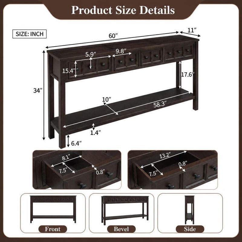 60- Entryway Console Sofa Table image number 1