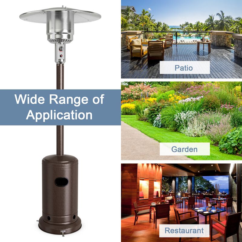 50000 BTU Stainless Steel Propane Patio Heater with Trip over Protection