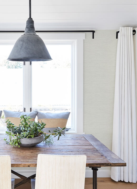 Agave Light Grey Faux Grasscloth Wallpaper