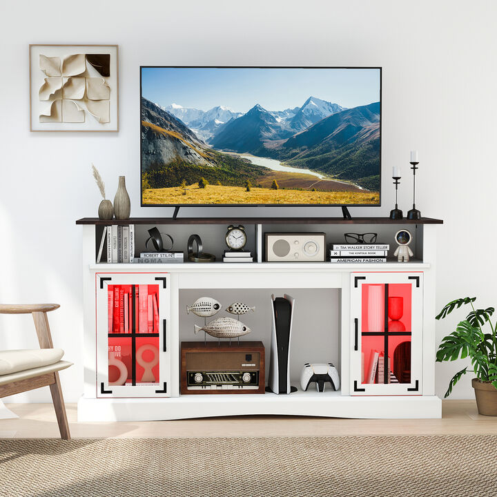 Modern TV Stand with Built-In LED Lighting and Remote Control