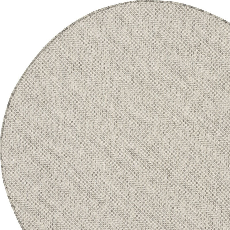 HomeRoots 4' Ivory And Silver Round Geometric Indoor Outdoor Area Rug image number 2