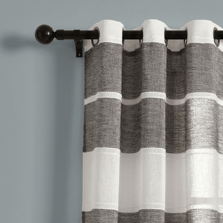 Textured Stripe Grommet Sheer Window Curtain Panels