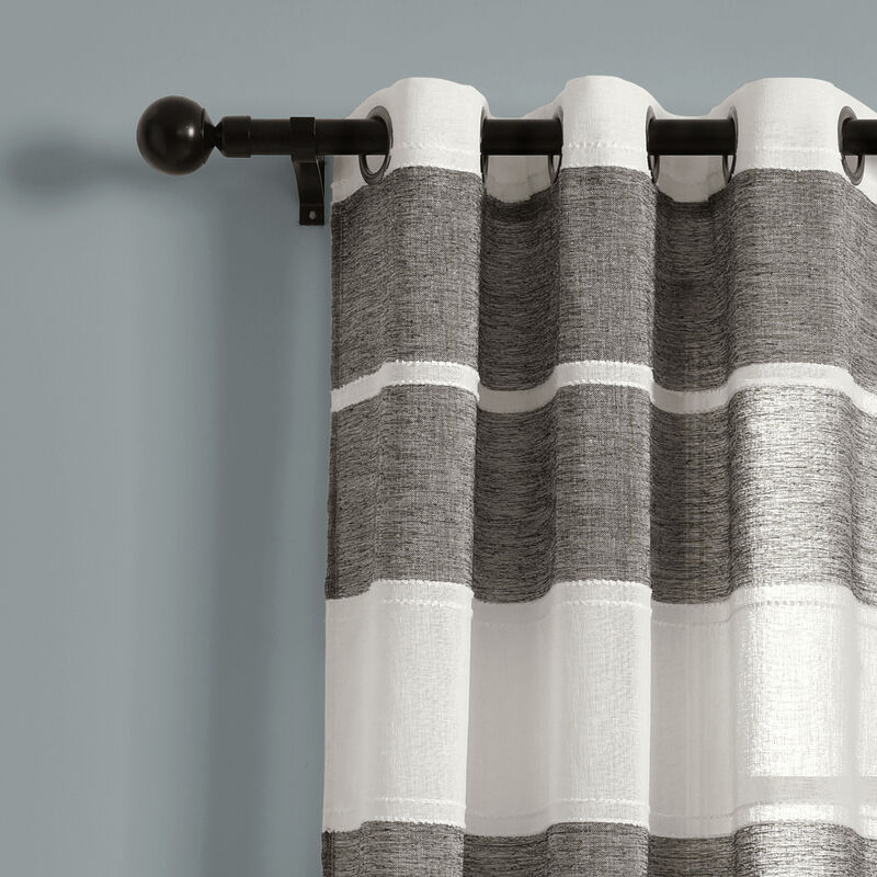 Textured Stripe Grommet Sheer Window Curtain Panels
