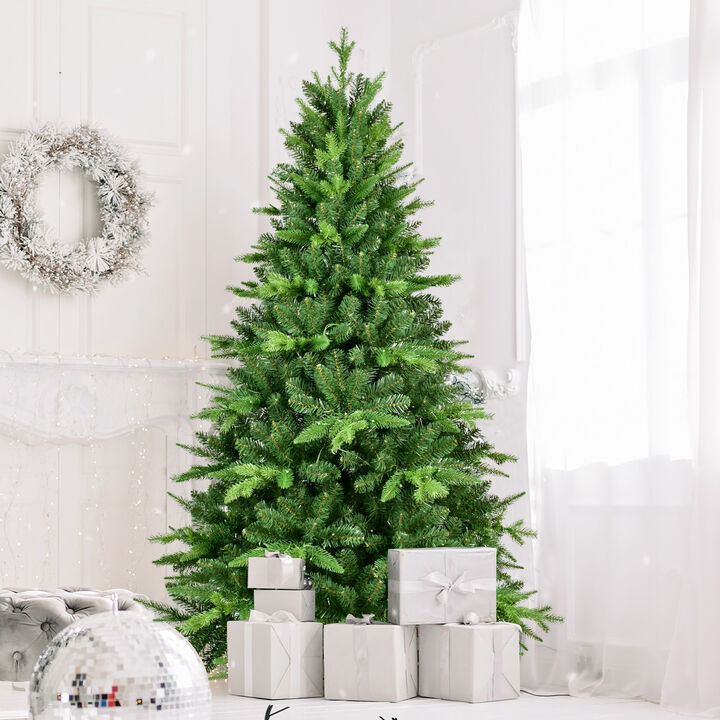 Whisen Pre-Lit Christmas Tree with White LED Lights, Tips Realistic PE+PVC Hinged Tree with Metal Stand