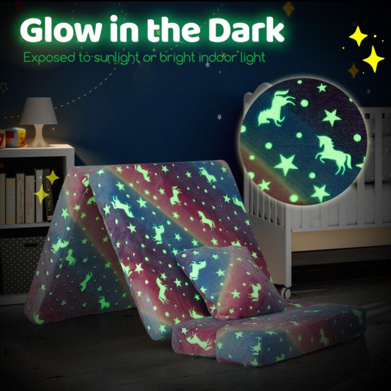 Hivvago Kids Folding Sofa Bed Floor Mattress Glow in the Dark with Pillow