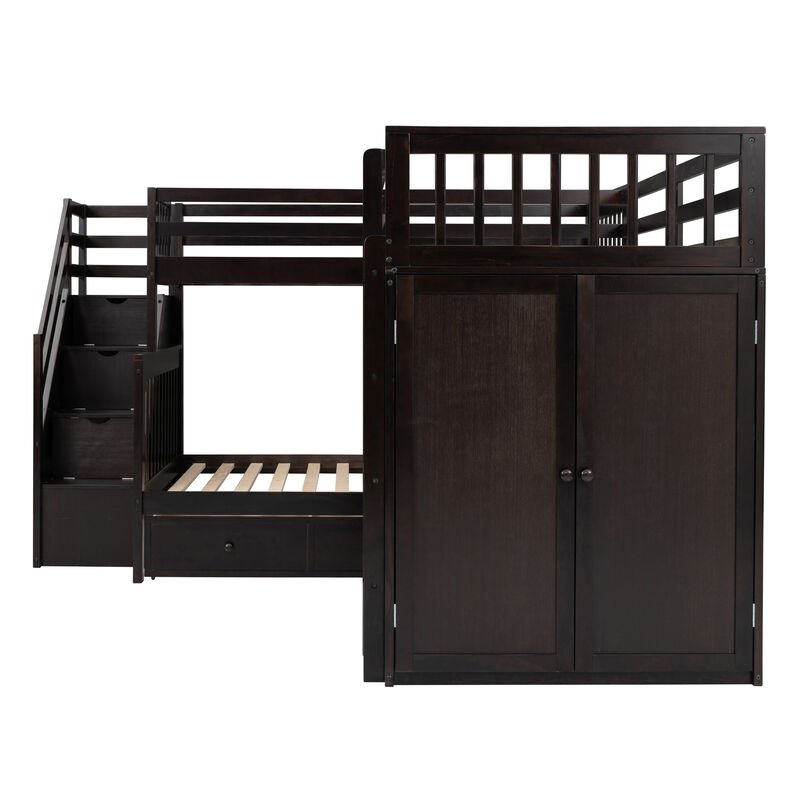 Merax  L-Shaped Bunk Bed With 3 Drawers image number 4