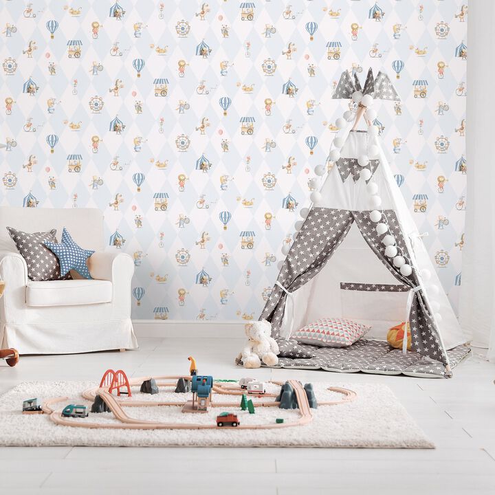 Bambino Cirque Blue Wallpaper 282-2