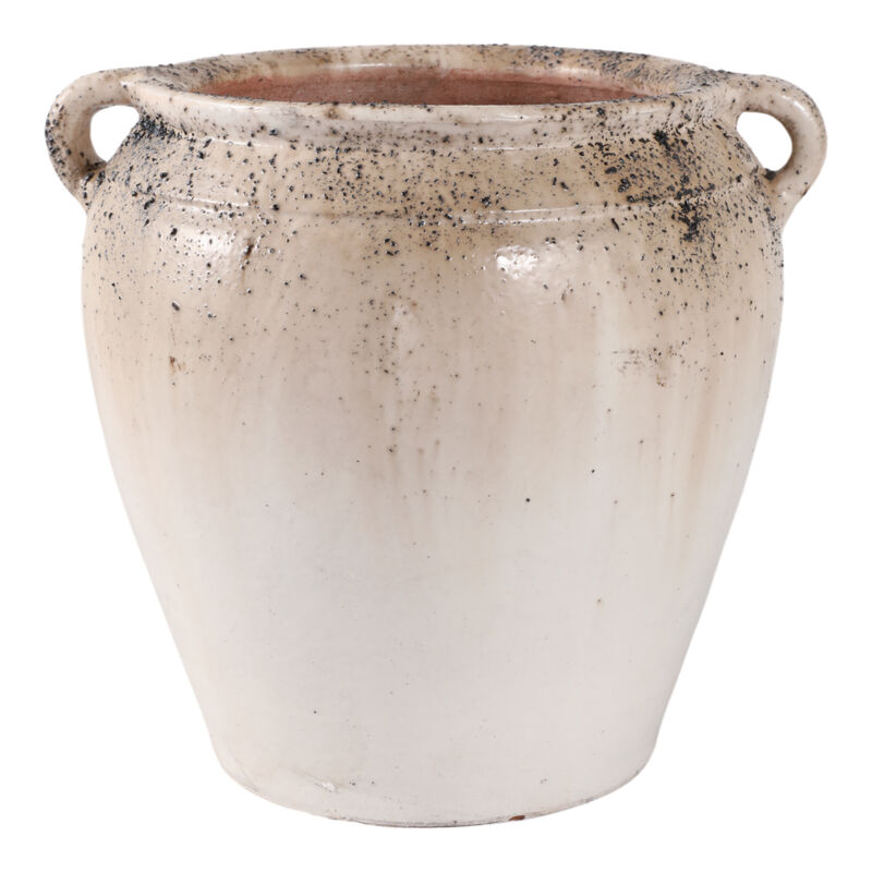 11x10" Textured Terracotta 2-handle Vase,ivry/brwn image number 3