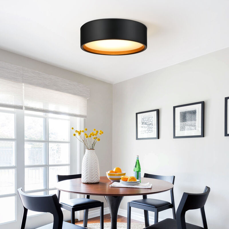 14 in. Modern Black and Gold  Dimmable Integrated LED Flush Mount Ceiling Light image number 3