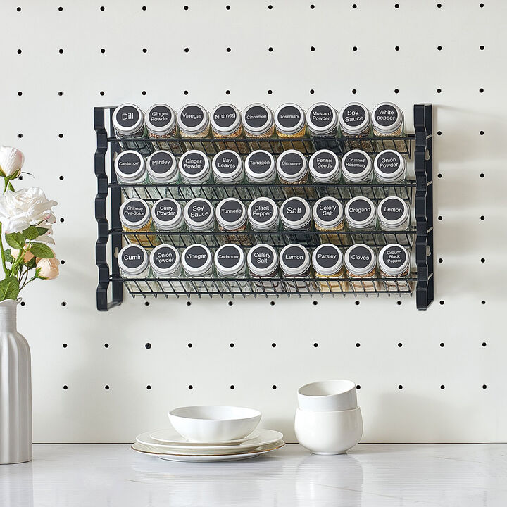 Spice Rack Organizer with 36 Jars Labels Lids and Funnel Complete Set
