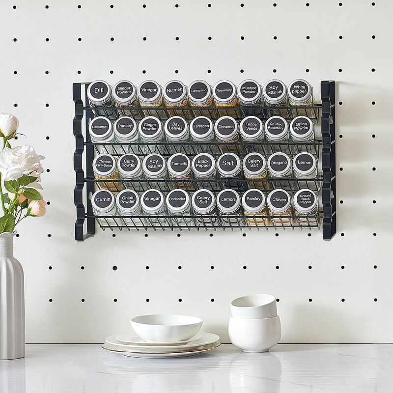 Spice Rack Organizer with 36 Jars Labels Lids and Funnel Complete Set image number 1