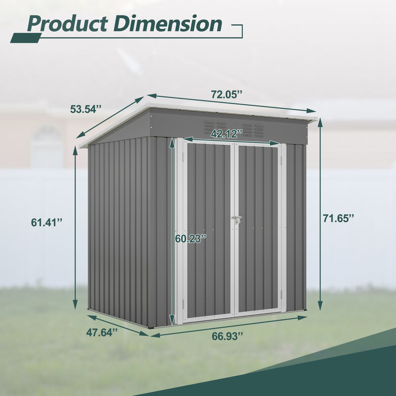 WOW PIONEER Durable 6'x4' Outdoor Metal Storage Shed with Lockable Door & Floor Frame for Garden Tools, Backyard Supplies and Multi-Purpose Outdoor Use image number 2