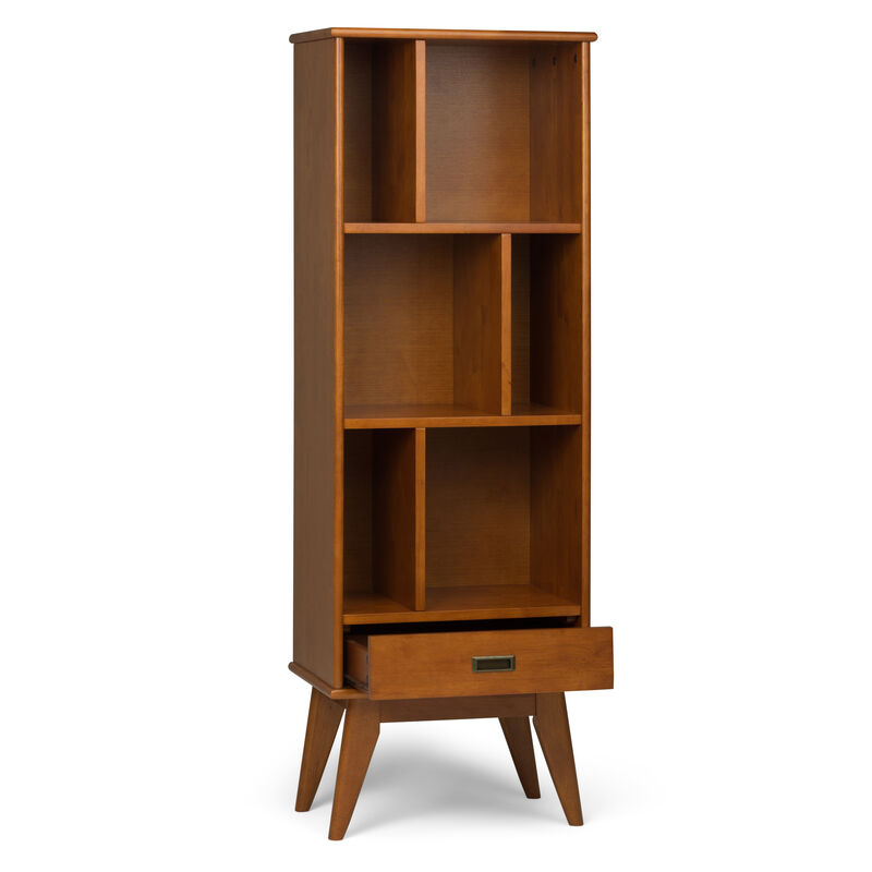 Draper SOLID HARDWOOD 64 inch x 22 inch Mid Century Modern Bookcase and Storage Unit in Teak Brown