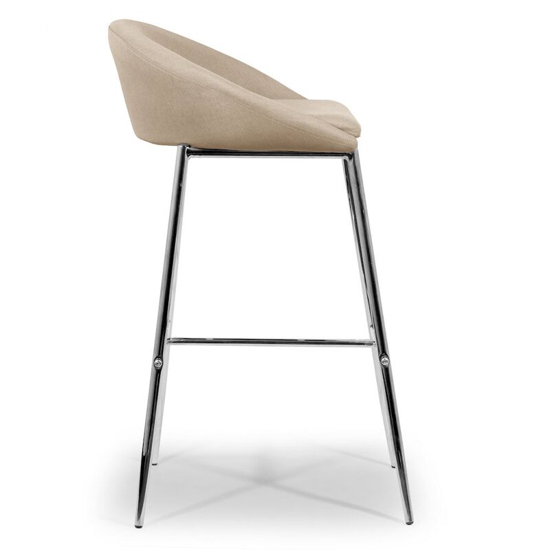 Glamour Home Set of 2 Agatha Modern Cream Fabric Bar Stool with Chrome Frame