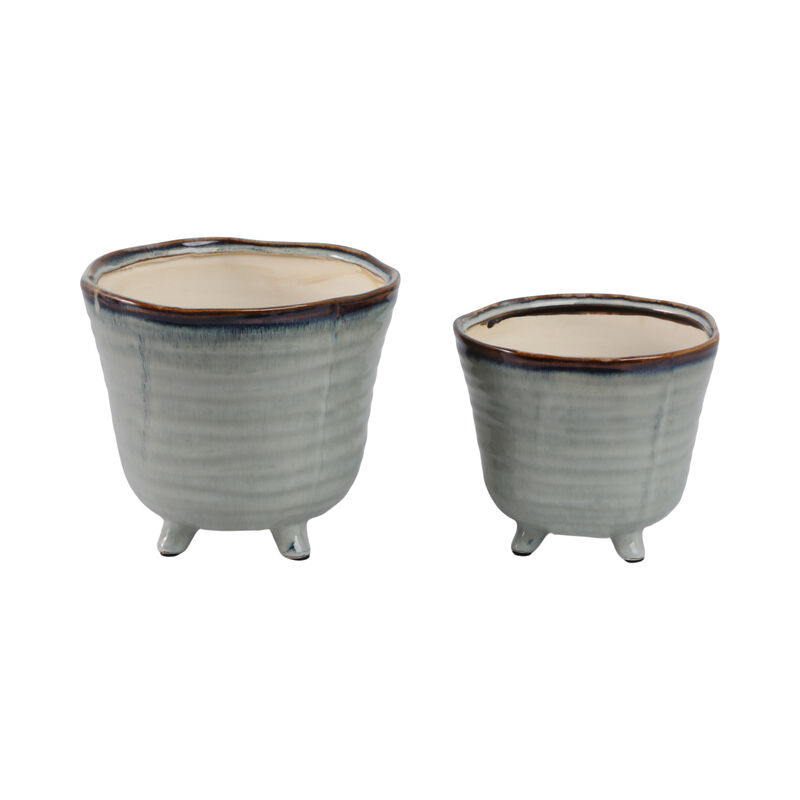 Organic Footed Planters, Blue