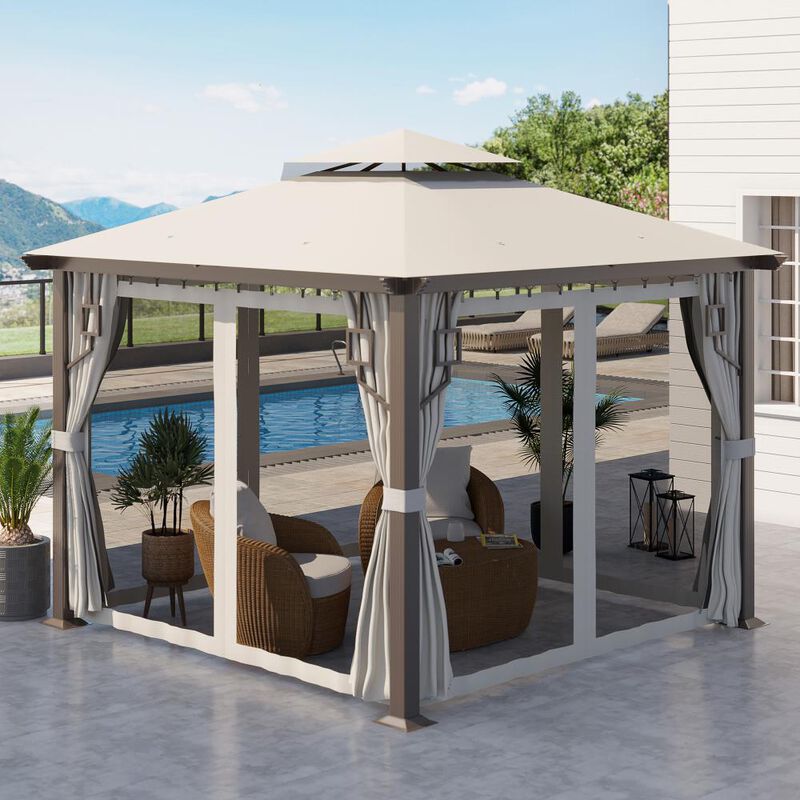 Hivvago 10' x 10' Mesh-Sided Outdoor Gazebo image number 1
