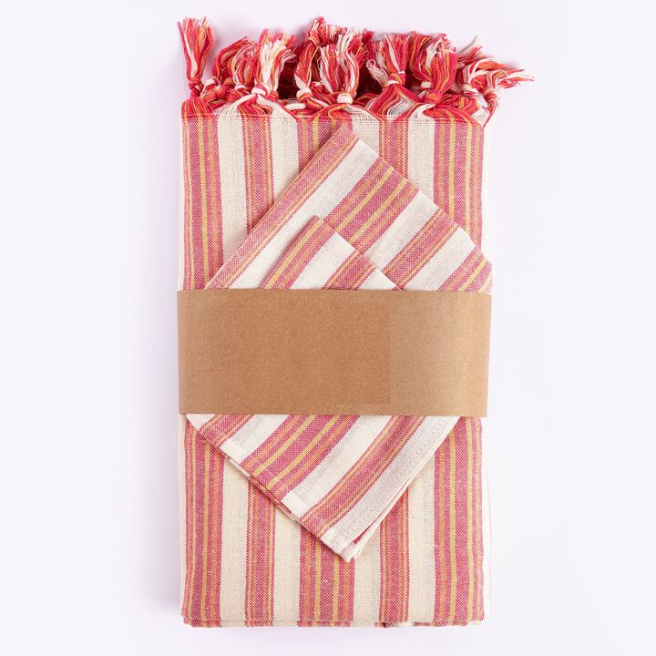 Striped Tablecloth Set for Dining Table, Kitchen, and Home Decor