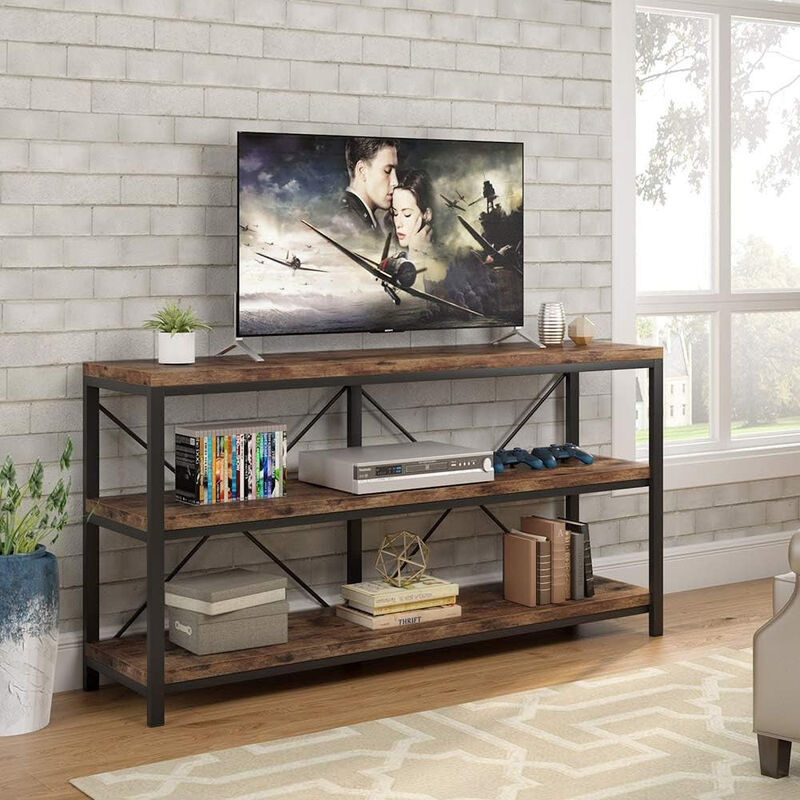 Tribesigns Rustic 3-Tier Console Table with Storage Shelves image number 2