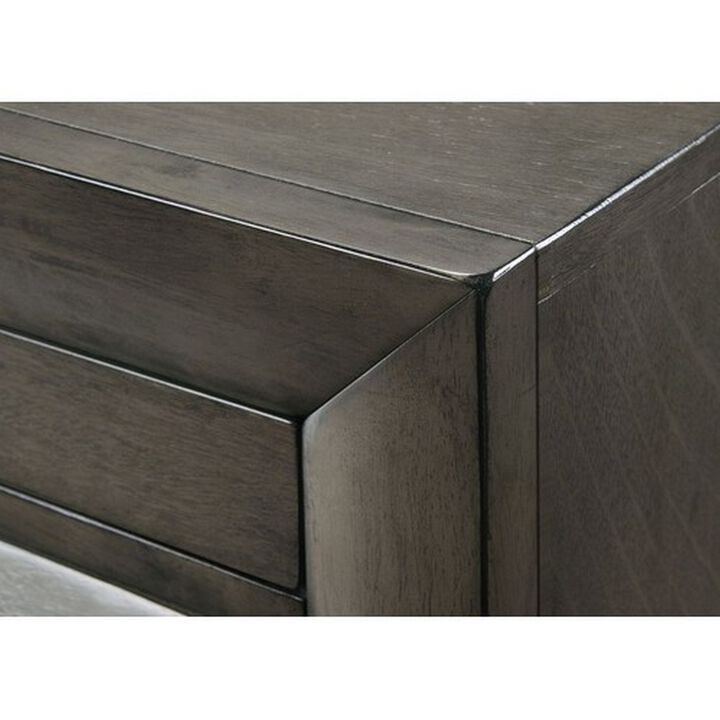 Wooden Nightstand with Two Drawers and Pull Out Tray, Brown - Benzara