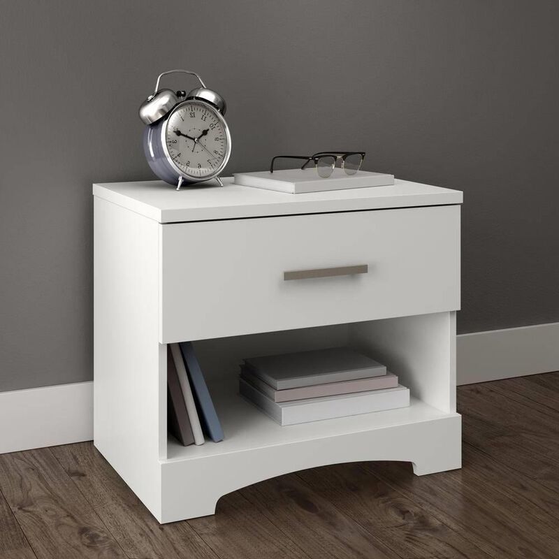 Hivvago Modern 1 Drawer Nightstand End Side Table Storage in White
