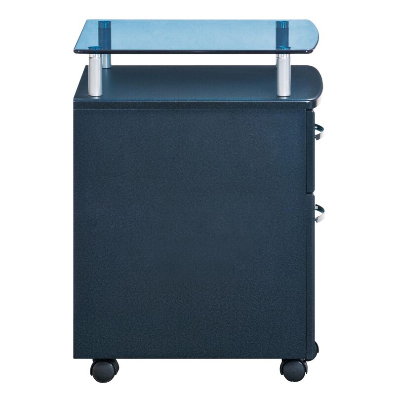 Rolling File Cabinet with Glass Top, Graphite