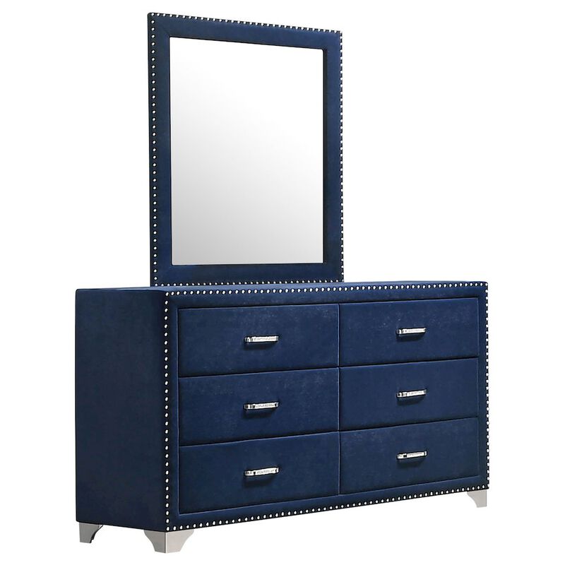 Coaster Co. of America Melody 6-drawer Upholstered Dresser with Mirror Pacific Blue image number 0
