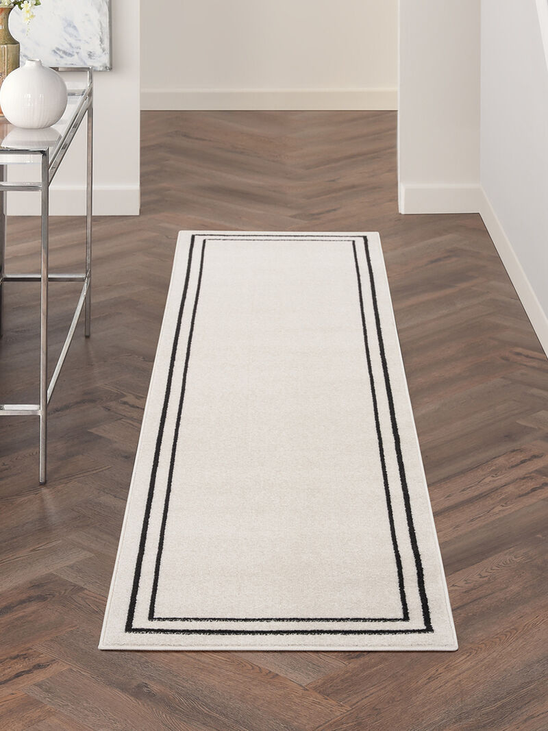 Nourison Essentials NRE02 Ivory/Black 2' x 6' Rug image number 2