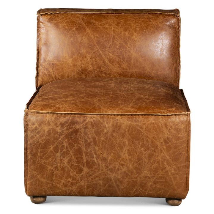 World Interiors Chiavari Loft 112" Sectional Sofa in Cocoa Brown Leather