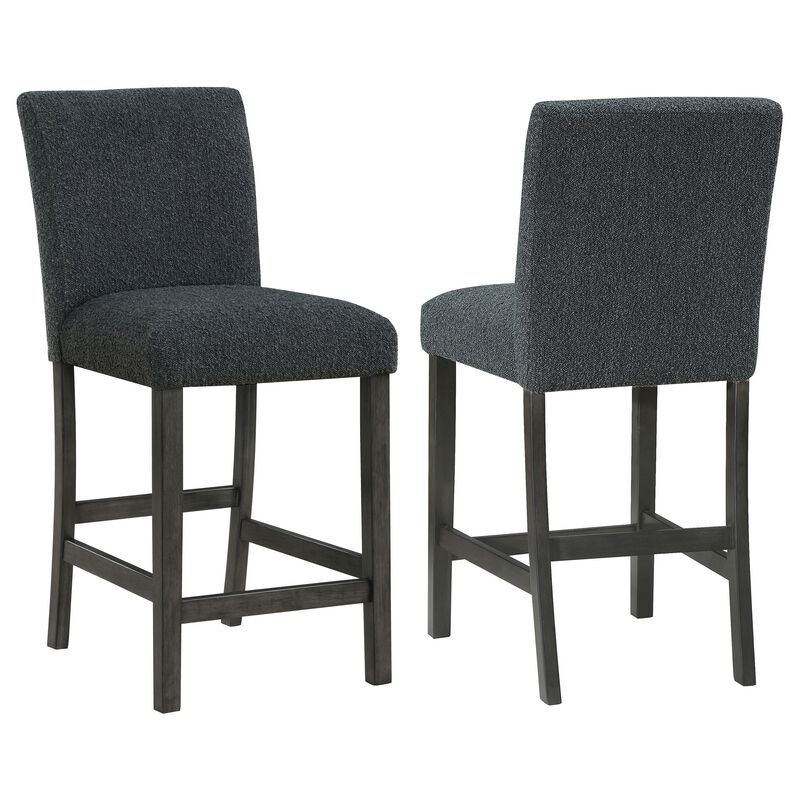 Alora Counter Height Dining Chair Set of 2, Black Boucle, Charcoal Gray - Benzara