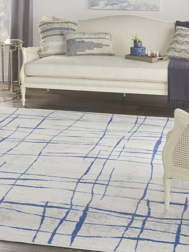 Whimsicle WHS09 Ivory/Blue 8' x Round Rug