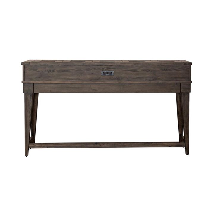 Liberty Furniture Arrowcreek Console Bar Table in Weathered Stone