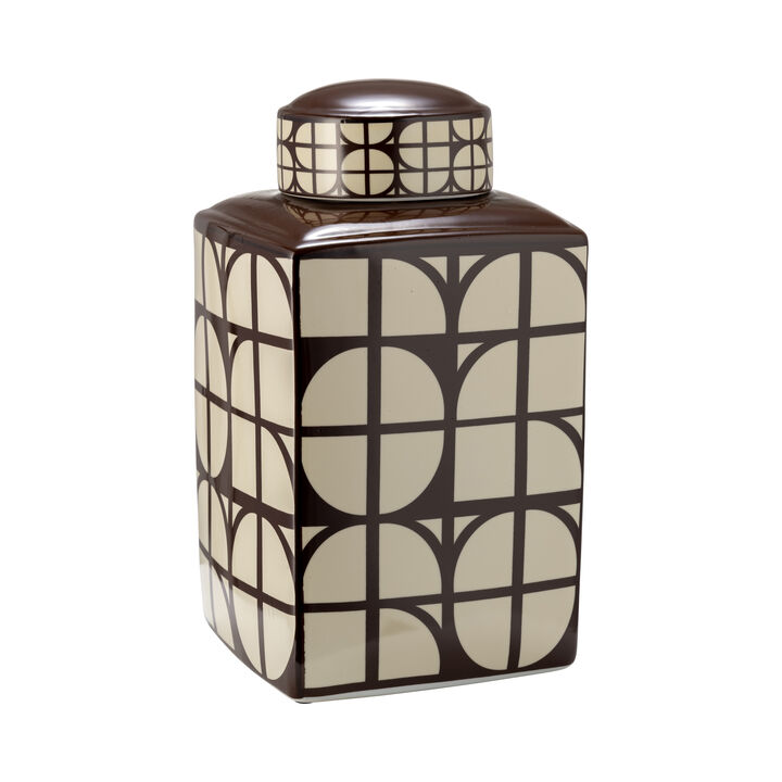Cer, 16"h Square Jar W/ Lid