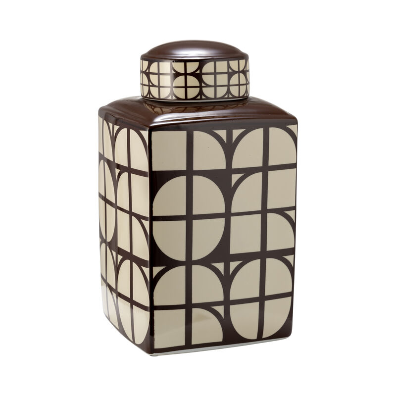 Cer, 16"h Square Jar W/ Lid image number 1