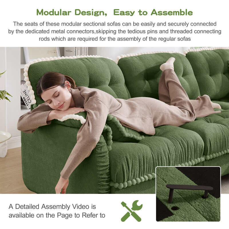 Ziworl Chenille Cloud L-Shaped Sectional image number 7