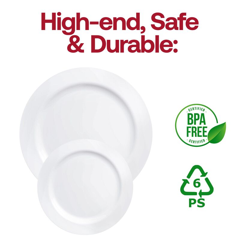 9" Solid White Economy Round Plastic Buffet Plates (60 Plates) image number 4
