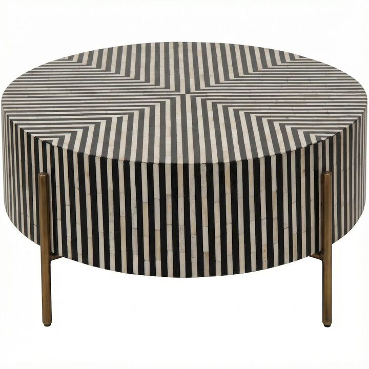Starlight Canyon Home Multicolor Camel Bone Coffee Table with Iron Legs and Semi-Gloss Finish