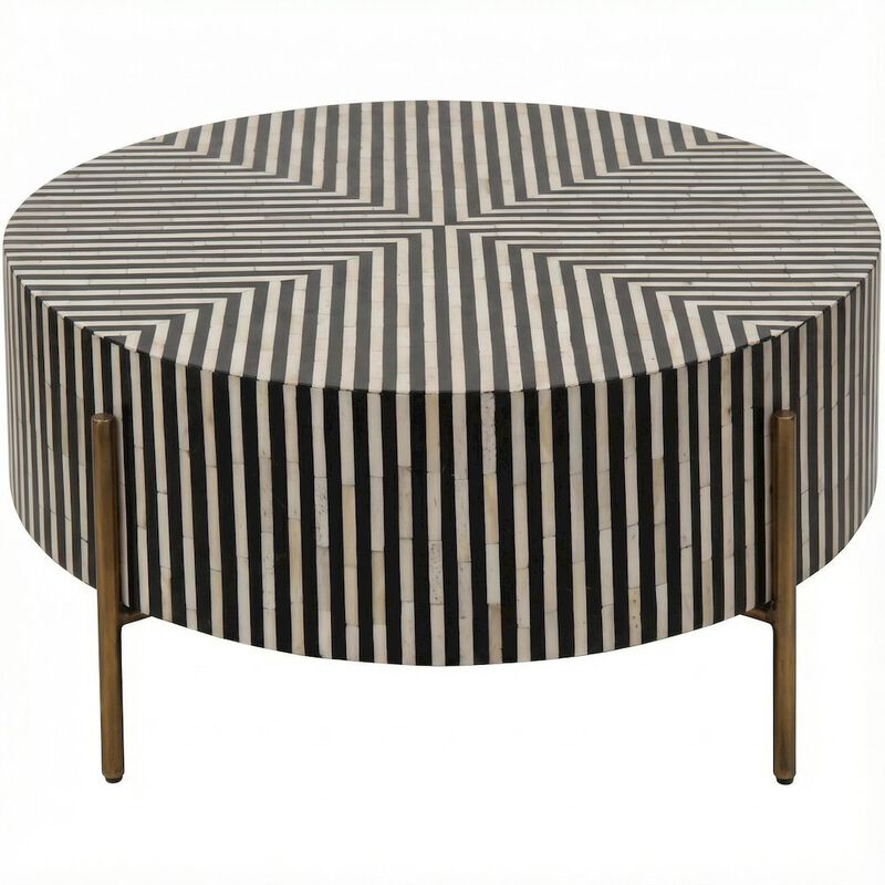 Starlight Canyon Home Multicolor Camel Bone Coffee Table with Iron Legs and Semi-Gloss Finish image number 0