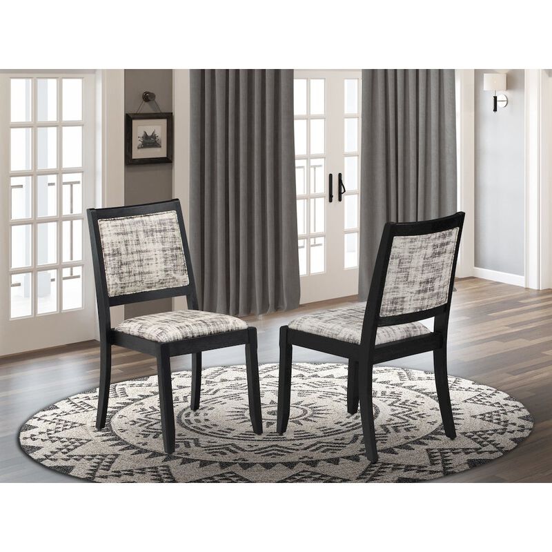 Luxe by East West Furniture Dining Room Chair with White and Gray Pattern Faux Leather and upholstered back