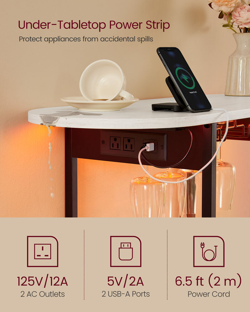 Bar Cabinet with LED Lights and Power Outlets for Modern and Convenient Entertaining image number 3