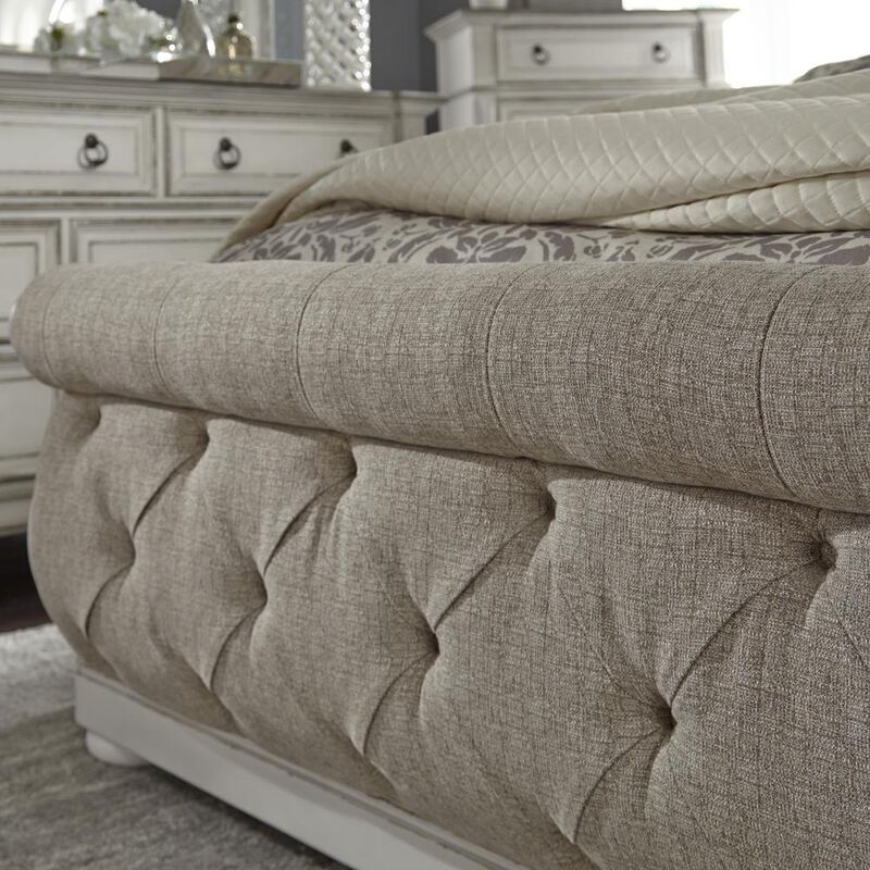 Liberty Furniture Abbey Park Queen Upholstered Sleigh Bed in Antique White image number 6