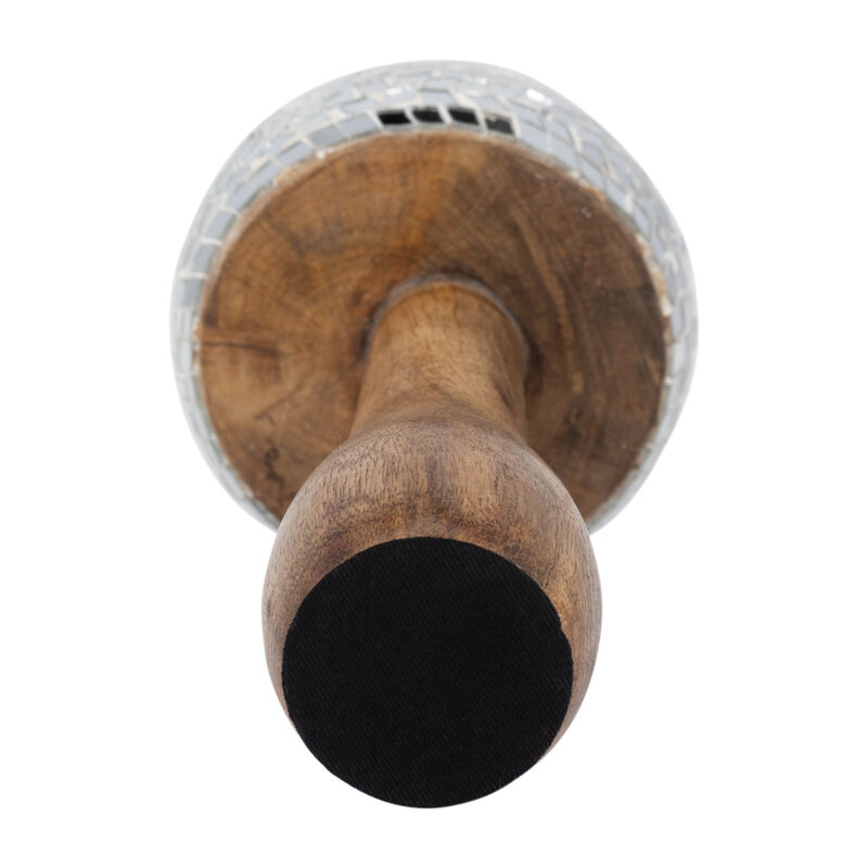 Wood, 10" Mosaic Mushroom, Silver image number 5