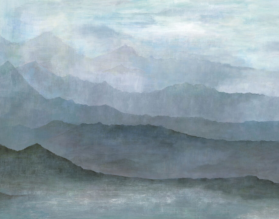 Atmosphere Misty Mountains Blue Mural G78425