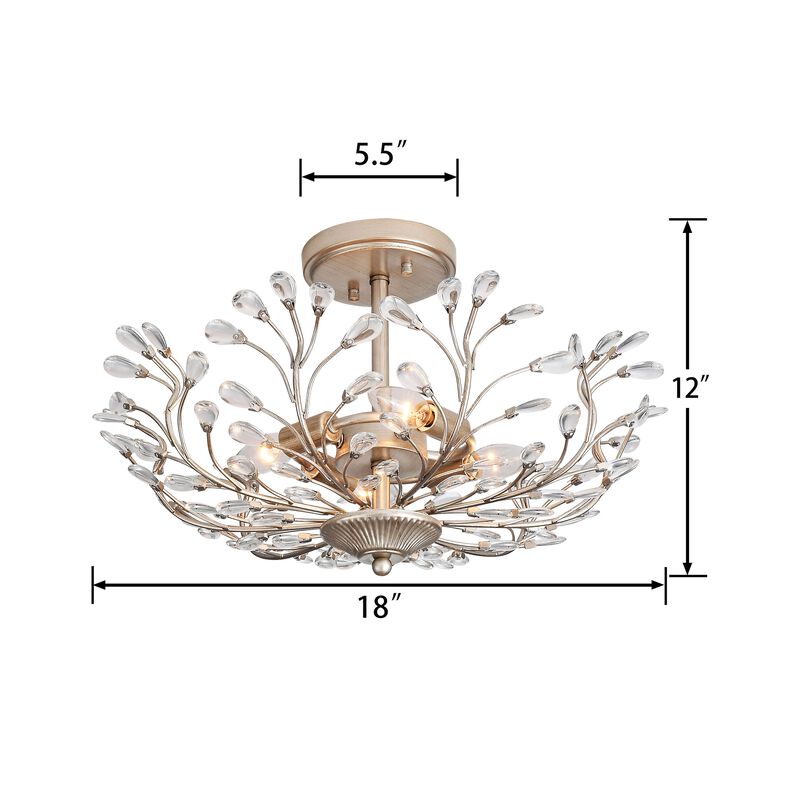 Fleur 4-light Crystal Beaded 9-Branch Semi-Flush Mount - 18 inches in diameter x 12 inches H image number 7
