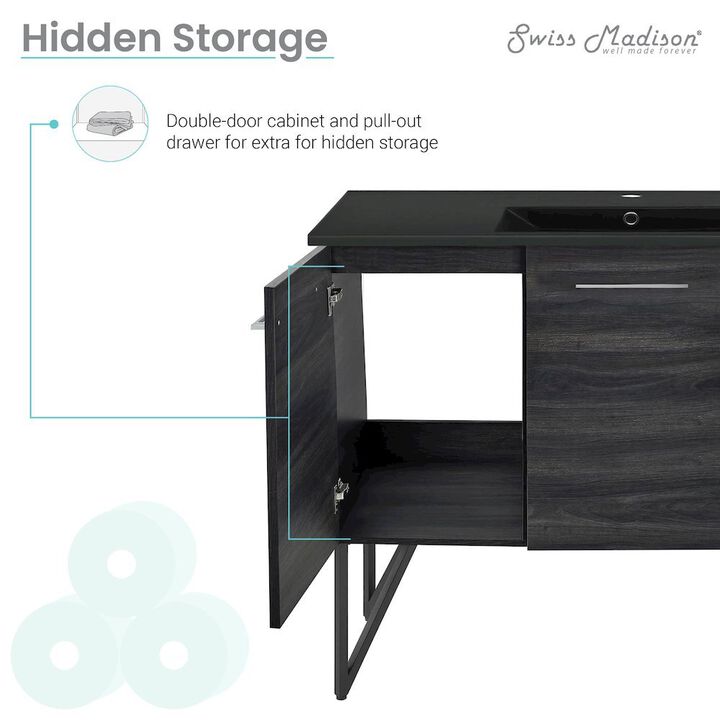 Annecy 48" Freestanding Bathroom Vanity in Black Walnut with Sink Top
