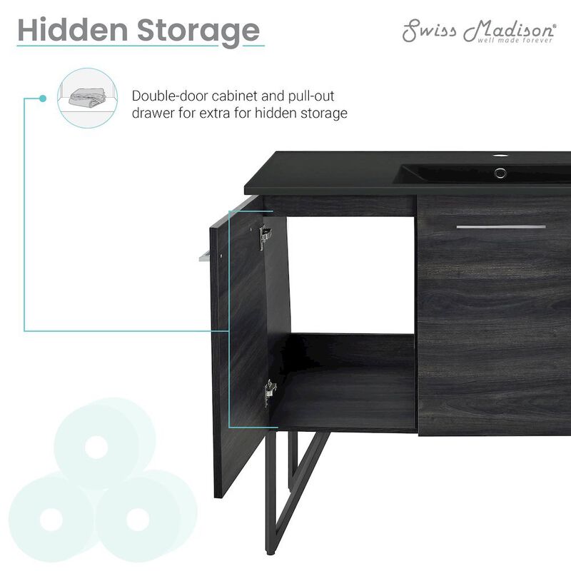 Annecy 48" Freestanding Bathroom Vanity in Black Walnut with Sink Top image number 1