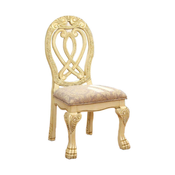 Wyndmere Traditional Side Chair, Cream Finish, Set of 2-Benzara