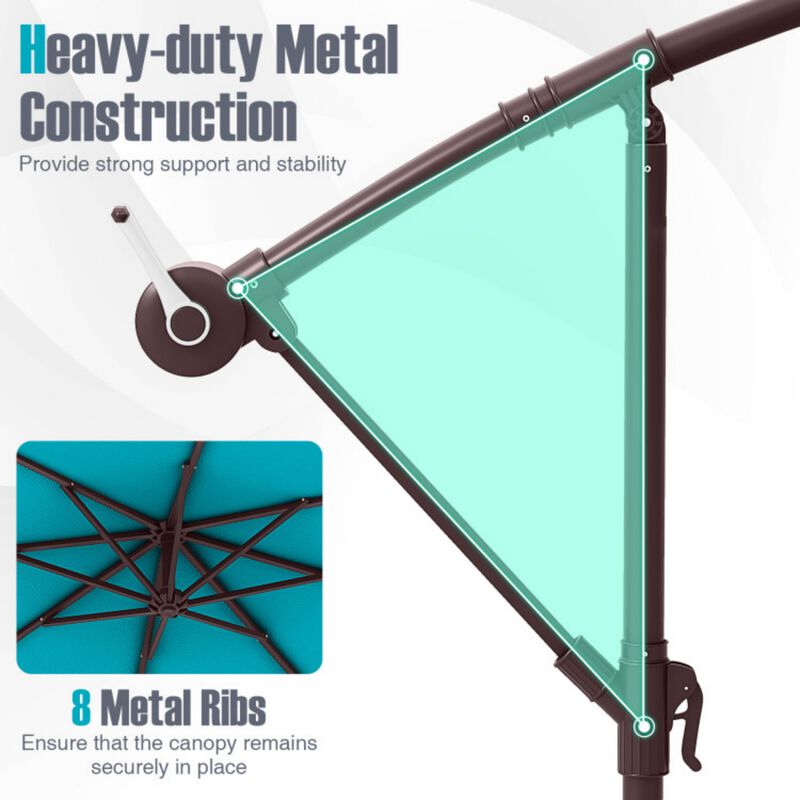 10 Ft Patio Umbrella Offset Cantilever Umbrella with 40 Solar Powered Lights image number 5